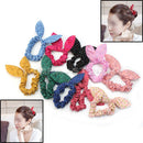 10pcs Cute Women Girls Rabbit Ear Hair Bow Tie Bands Ponytail Holder Mix Color