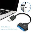 USB 2.0 to SATA 22pin Adapter Converter Cable for 2.5" HDD SSD Hard Drives Black
