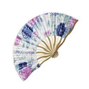 Chinese Peony Printing Fabric Cloth Bamboo Hand Foldable Fan