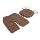 2pcs Crochet Cartoon Deer Costume Set Knitted Baby Hat Pants Photo Props