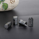 4pcs Wheel Tyre Tire Valve Stems Air Dust Cover Screw Caps Car Truck Bike Gray