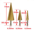 3PCS 4-12/20/32mm HSS 4241 Titanium Nitride Cutter Coated Step Shank Dril ESQ