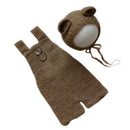 Spring Newborn Photography Clothing Photo Hand-Woven Mohair Bear Rompers+Hat