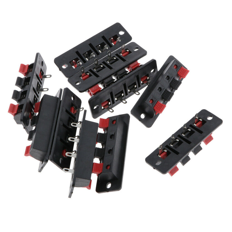 4 Way Speaker Terminal Strip Block Push Release Connector, Audio Cable Clip