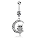 Rhinestone Steel Body Piercing Navel Rings Belly Button Barbell Dangle Bar JR