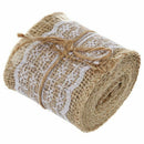 2M Pretty Lace Edged Hessian Burlap Ribbon Roll for Rustic Wedding Party De