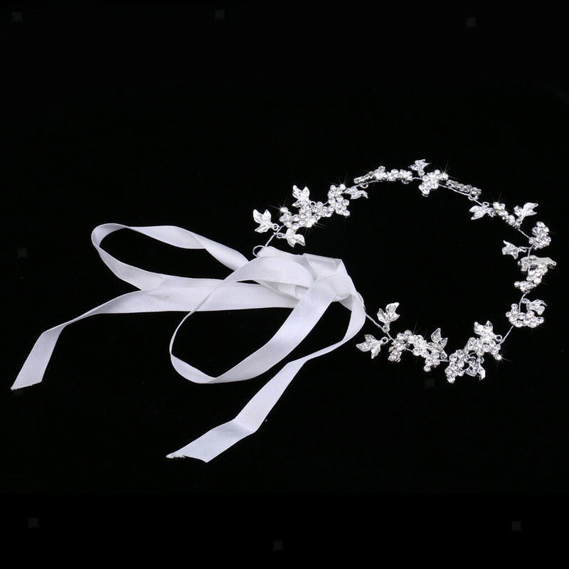 Woman Bridal Rhinestone Leaf Flower Hair Vine Woman Lady Forehead Decoration