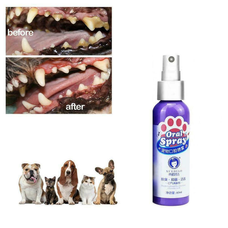 Pet Teeth Breath Cleaning Freshener Dog Cat Dental Care Best Spray 60ml Cle P6C3