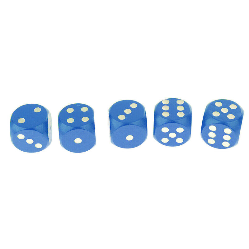 5Pcs Board Game Dice Set Die D6 Wooden for Roleplaying Game Cards Game Blue