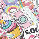 60Pcs Pack Cute Pink Stickers Waterproof Skateboard Luggage Laptop Vinyl Decals