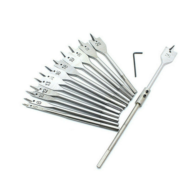 15 Pc Hex Shank Spade Drill Flat Wood Drill Bits Tool Kit | 6-25mm Pra MKH