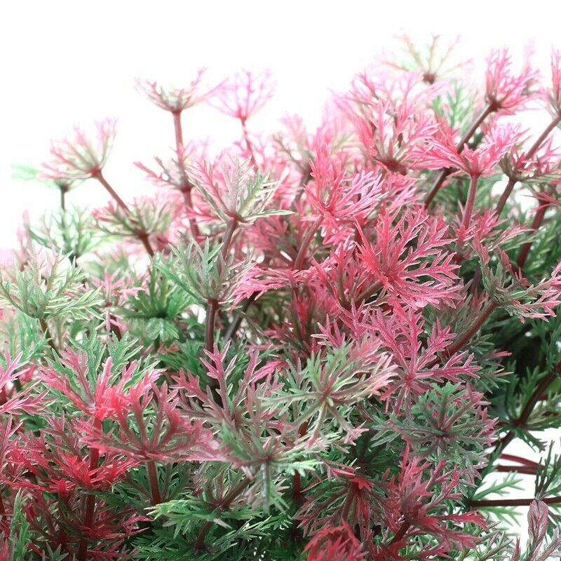 9.8" Length Artificial Plastic Fish Tank Decor Grass Plant Red Green Y7S5