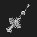Dangle Belly Ring Navel Button Rhinestone Hollow Cross Barbell Bars Body Pierce