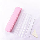 4PCs Reusable Clear Glass Water Drinking Straws with Brush Bar Accessories JR