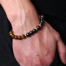 Natural Stone Tiger Eye Beads Hematite Stretch Bracelet Men Charm Bangle Jewel3C
