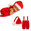 2pcs/Set Cute Baby Knitting Photography Props Overalls Hat Festival Suit