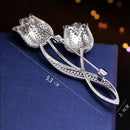 Tulip Flower Cz Brooch Pin Elegant Rose Flower Cubic Zircon Brooches For We
