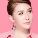 Christmas Ornament Cartoon Cute Snowman Drop Earrings Ear Hook Jewelry Gift A