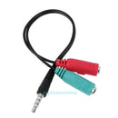 2pcs 3.5mm Male to 2 Female Y Splitter Audio Extension Cables Adapter for Mobile