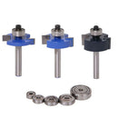 3Pcs Rabbet Router Bit with 6 Bearings Set -1/2 inchH - 1/4 inch Shank Wood