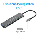 Blueendless Usb C Hub 5 in 1 Aluminum 5Gbps Type C Adapter With Sd/Tf Card
