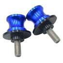 2Pcs Blue M8 8mm Swingarm Swing Arm Sliders Stand Bobbins Screws Universal