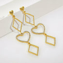 Irregular Earrings Heart Crystal Long Ear Drop Women Holiday Jewelry Gift