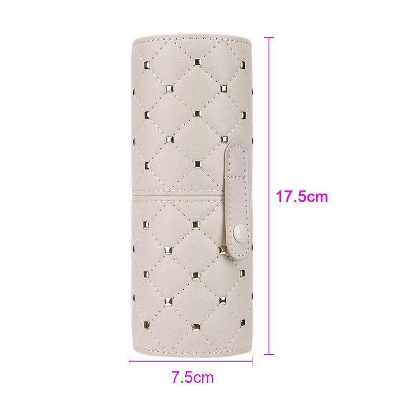 Leather Rhombus Rivet Makeup Storage Holder Cup w/Buckle for Makeup Brush