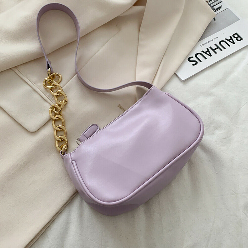 Daisy Handbag Women PU Leather Elegant Shoulder Underarm Totes Bag (Purple)