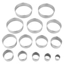 Stainless Steel Round Cookie Biscuit Cutter Molds Set 14 Pieces Heavy Duty