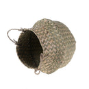 Basket Rattan Folding Wicker Handle Round Natural Sea Grass Plant Storage WoodOZ