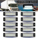 10x White 24V 6LED Side Marker Indicators Lights Lamp Bar Truck Trailer ROC