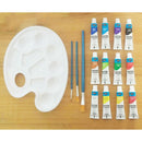 Acrylic Paint Set 12 Colors 3 Paint Brush Included Palette and Nylon Brushes for