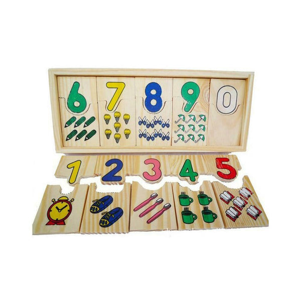 Wooden Count Geometric Shape Cognition Match Baby Early Education Math Toys