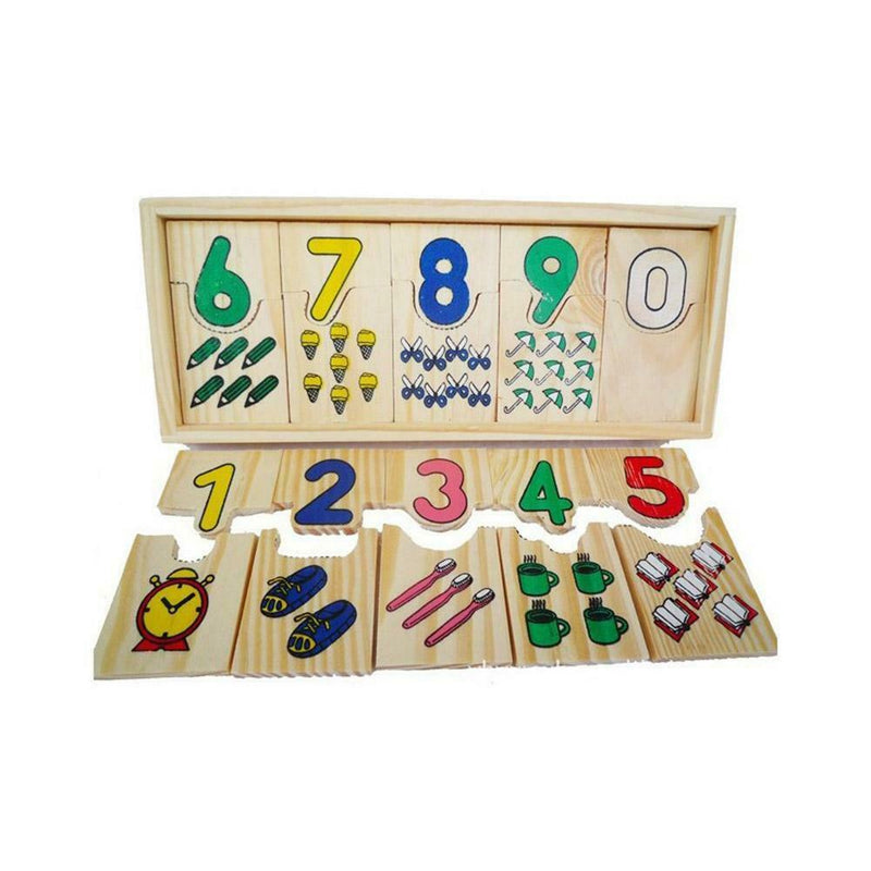 Wooden Count Geometric Shape Cognition Match Baby Early Education Math Toys