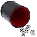 1PC Black/Red Leather Dice Cup Felt Lining Quiet Shaker for Playing Dice Game
