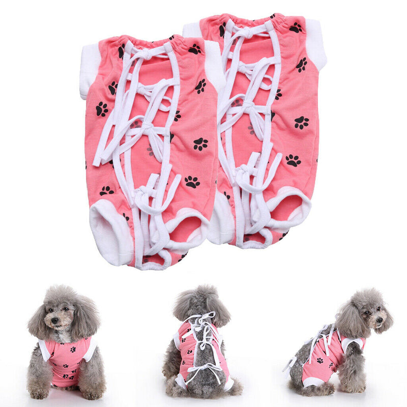 2x Dog Recovery Suit Pet Soft Clothes Coat After Surgery Wound Protection