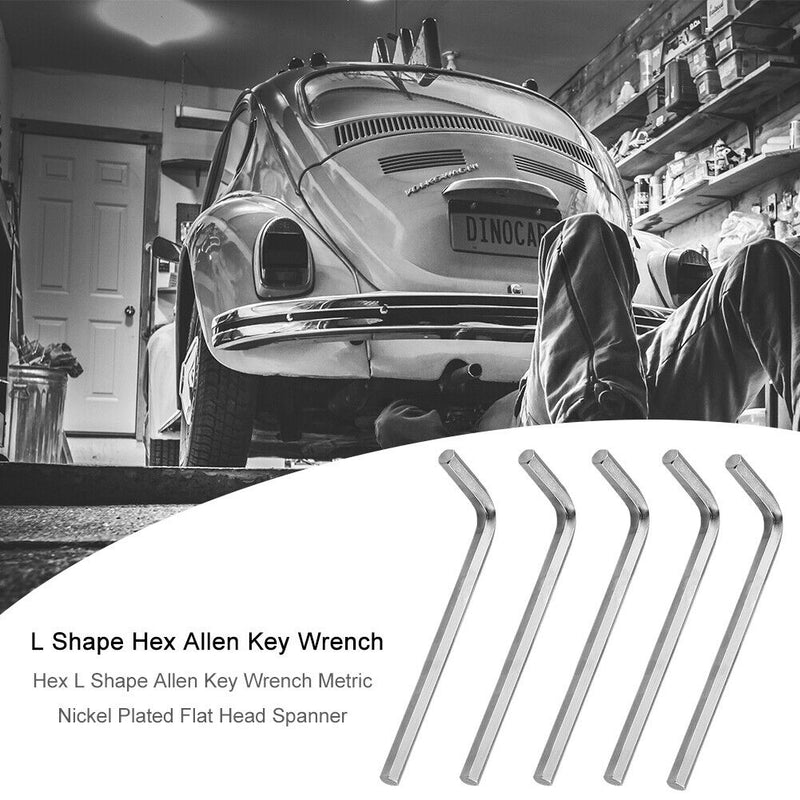 Hex L Shape Allen Key Wrench Metric Nickel Plated Flat Head Spanner (5pcs)
