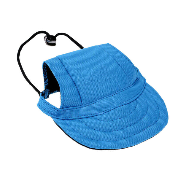 Baseball Hat Sun-shading Bucket Cap with Ear Holes For Small Pet Dog Blue S