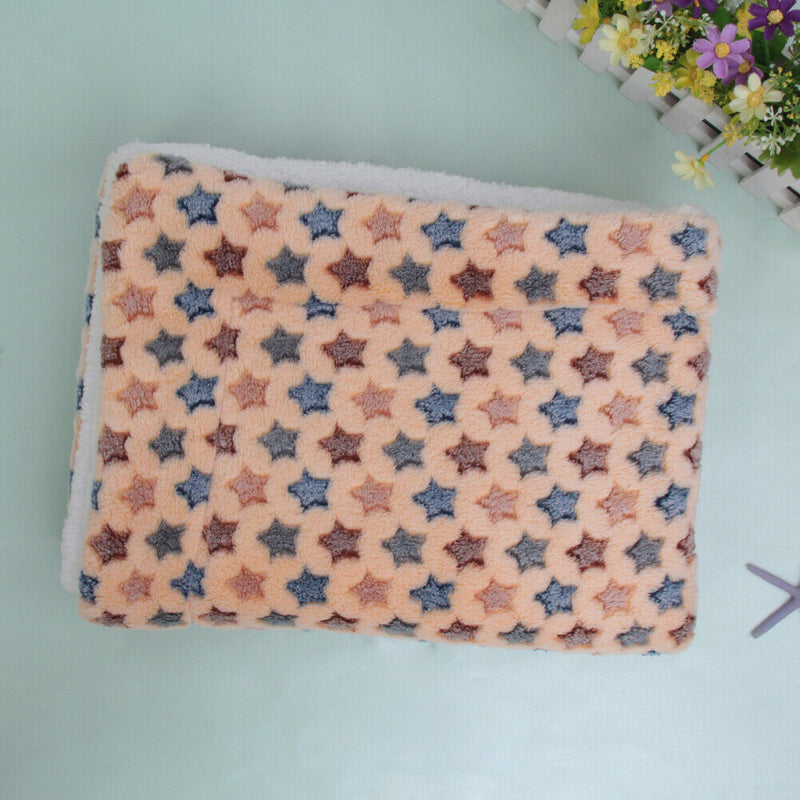 Dog Cat Blanket Pet Cushion Bed Soft Velvet Winter Warm Sleep Mat(Brown M)