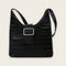 Stone Pattern Women Handbag Leather Female Retro Shoulder Tote Bag (Black)