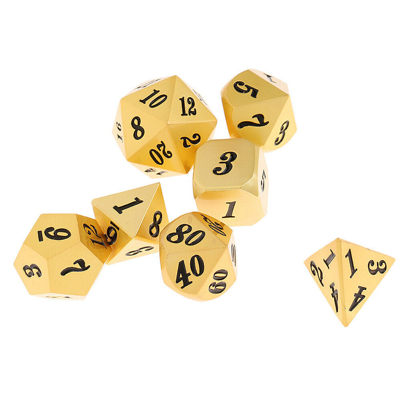 7 Pieces Metal Dice Set D6 D8 D10 D12 D20 for Board Games RPG MTG