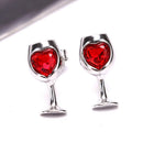 Fashion Red Color Heart Crystal Stone Wine Glass Stud Earrings Jewelry Gi%PJ Kw