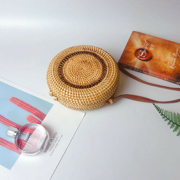 Fashion Explosion Straw Circle Bags Women Summer Handwoven Bali Round Retro P3F5