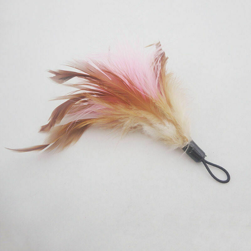 2pcs Kitten Play Teaser Cat Wand Replacement Head Interactive Feather_Bell O2T1