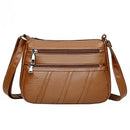 Women PU Shoulder Bag Multi-pocket Mother Solid Crossbody Handbag (Brown)