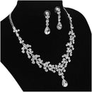 Rhinestone Wedding Bridal Jewelry Set Necklace Chain Ear Piercing Earrings