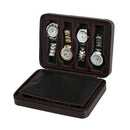 8 Slot Portable Black Carbon Fiber PU Leather Watch Zipper Storage Bag Trav