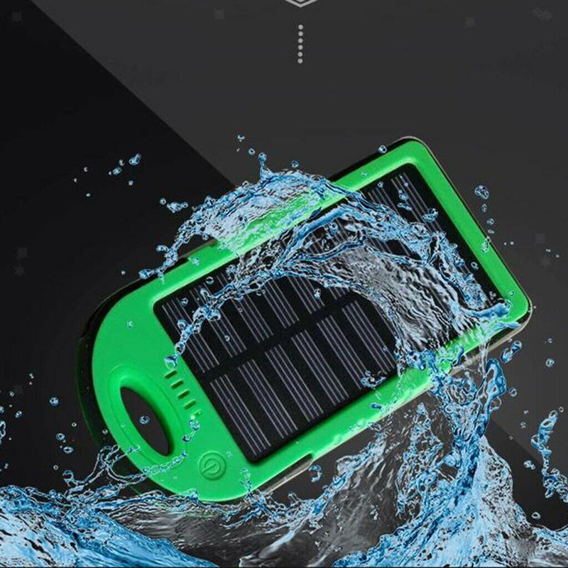5000mah Waterproof Solar Power Bank External Battery Charger For Phone Blue