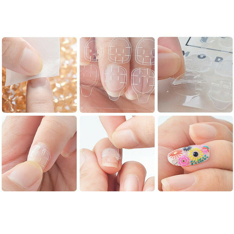 240 Pack Clear Jelly Two Sided Nails Tapes Breathable Stickers Adhesive Glue